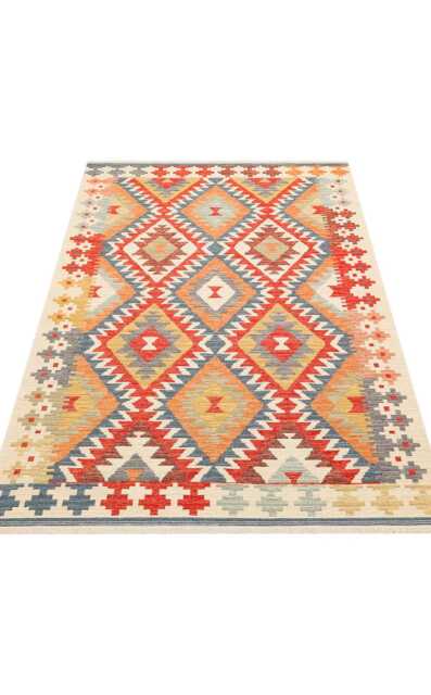 Cotton Turkish Kilim Rug Washable Recycled Flatweave, Bohemian Decor - image 1