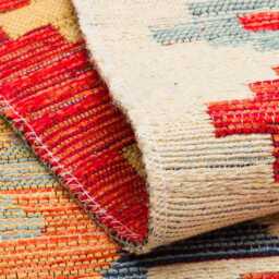 Cotton Turkish Kilim Rug Washable Recycled Flatweave, Bohemian Decor - thumbnail 4