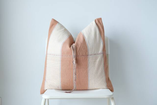 "Handwoven Hemp Pillow Cover Brown Tan Neutral Boho Decor - 20"" X 20" - image 1