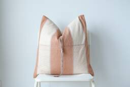 "Handwoven Hemp Pillow Cover Brown Tan Neutral Boho Decor - 20"" X 20" - thumbnail 1