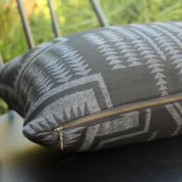 Harding Char Outdoor Pillow Cover, Black Southwestern All Weather Cover - Made To Order - thumbnail 3
