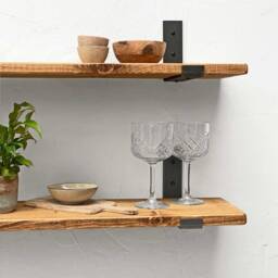 Rustic Wood Shelf With Inverted Metal Brackets - Ben Simpson Furniture - thumbnail 2