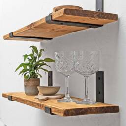 Rustic Wood Shelf With Inverted Metal Brackets - Ben Simpson Furniture - thumbnail 3