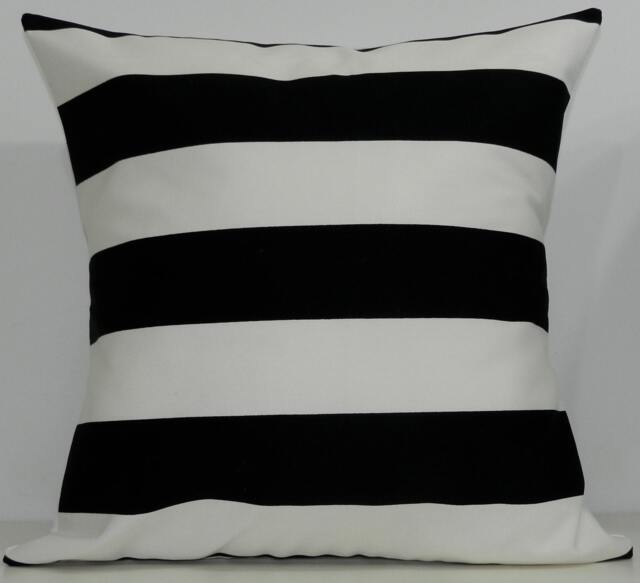 New 18x18 Inch Designer Handmade Pillow Cases in Black & White Stripe