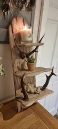 Handmade Solid Oak & Antler Rustic Shelf