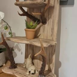 Handmade Solid Oak & Antler Rustic Shelf - thumbnail 2