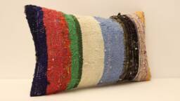 Bohemian Cushion Wool Pillow Sofa Bed Aztec Very Rare Kilim 12x20 Emroidered Throw 4Oef-301