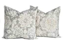 Two High Quality Magnolia Pillow Covers, Taupe Tan Pillow, Cushion, Decorative Throw Charcoal Grey Pillow - thumbnail 1