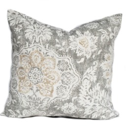 Two High Quality Magnolia Pillow Covers, Taupe Tan Pillow, Cushion, Decorative Throw Charcoal Grey Pillow - thumbnail 2