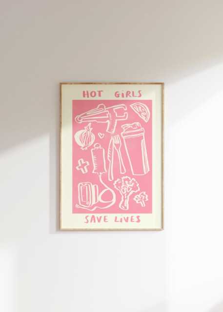 Hot Girls Save Lives Wall Print - Dietitian/Dietician - Healthcare Illustration Nhs Poster Nutritionist Art Nurse Gift Idea - image 1