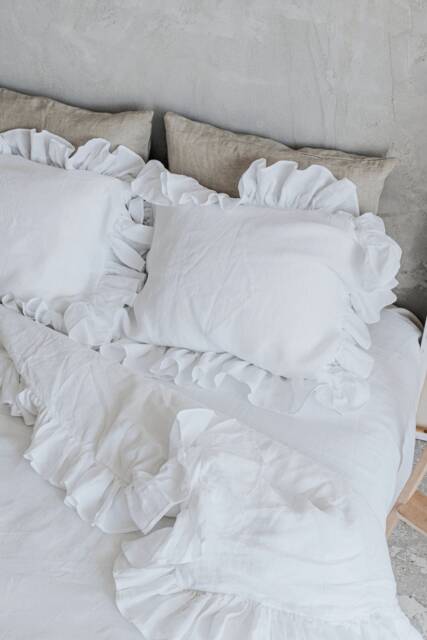 Linen Pillowcase With Ruffle, Organic Pillowcase, Pillow Cover, Stonewashed Soft Linen, Flounce, Frill - image 1