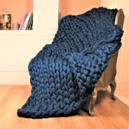 Chunky Knit Merino Wool Blanket, Super Throw - thumbnail 1