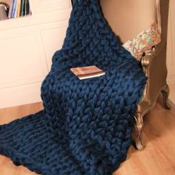 Chunky Knit Merino Wool Blanket, Super Throw - thumbnail 3