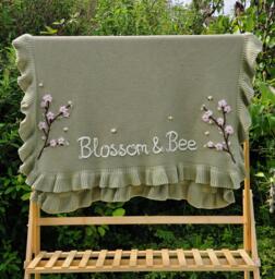 Personalised Baby Blanket - Cherry Blossom Embroidered Name Girl Gift Christening Nursery Keepsake - thumbnail 1