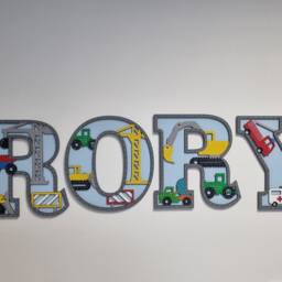 Personalised Construction Vehicle Letters, Wooden Kidsroom Wall Decor Alphabet Vehicles Kidful Art For Transport Theme Nursery - thumbnail 3