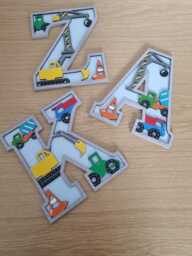 Personalised Construction Vehicle Letters, Wooden Kidsroom Wall Decor Alphabet Vehicles Kidful Art For Transport Theme Nursery - thumbnail 1