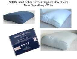 Tempur Original Pillow Cover Only Brushed Cotton Case Neck Medium Large Xl Queen Size Ergonomic Cushion Pillowcase Flannel Grey White Blue - thumbnail 1