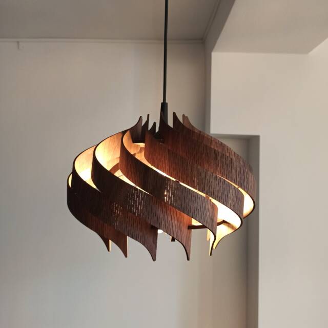 Scandinavian Light/Pendant Lampshade Mini Majesty Natural Walnut Lamp Unique Wooden Lantern - image 1