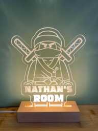 Personalized Ninja Wooden Night Light Kids Room Decor