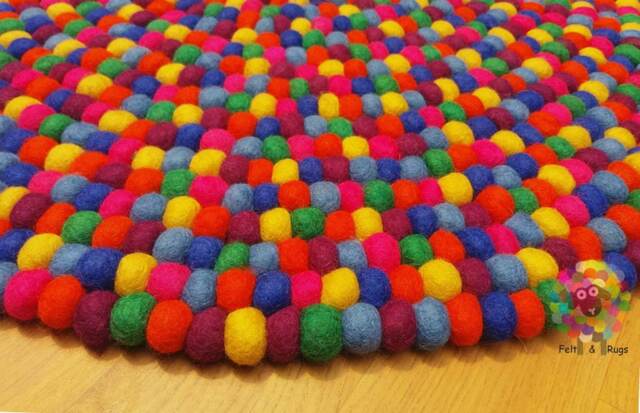 Handmade Felt Ball Rug Colorful Wool Pebble Rug - image 1