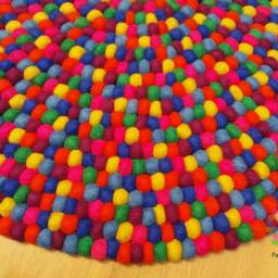 Handmade Felt Ball Rug Colorful Wool Pebble Rug - thumbnail 2