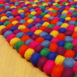Handmade Felt Ball Rug Colorful Wool Pebble Rug - thumbnail 3