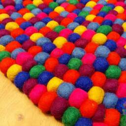 Handmade Felt Ball Rug Colorful Wool Pebble Rug - thumbnail 4