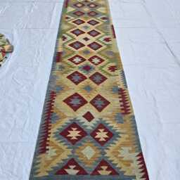 3??15 Ft Hallway Rug - Tribal Geometric Chobi Kilim Runner - thumbnail 3