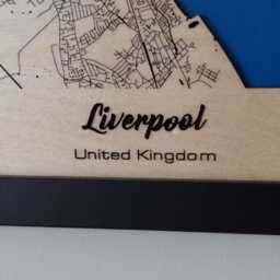 Liverpool City Map Wall Art - 3D Multi Layered Laser Engraved Wood Acrylic Water Effect - thumbnail 3