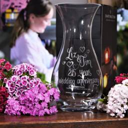 Personalised Dartington Glass Flower Vase - Hand Engraved With Any Message in A Calligraphy Font - thumbnail 2