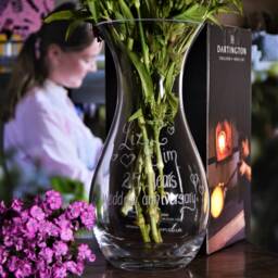 Personalised Dartington Glass Flower Vase - Hand Engraved With Any Message in A Calligraphy Font - thumbnail 3