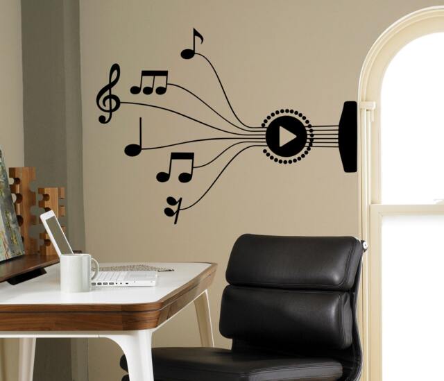 Guitar Strings Wall Decal Music Notes Vinyl Sticker For Art Decor Home Interior Room Office Design 6(Muc - image 1