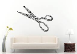 Hair Salon Barbershop Style Cutting Flower Scissors Tools Wall Decal Vinyl Sticker Mural Room Decor L1300 - thumbnail 1