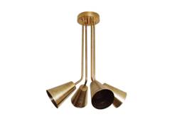 Modern Flush Mount - Brass Ceiling Light Cone Shades Contemporary Mid Century Dining Room Bathroom Living Ul Listed