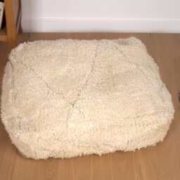 White Beni Ouarain Berber Pouf - Geometric - thumbnail 1