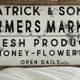 Custom Location - City Farmers Market Modern Farmhouse Sign Rustic Distressed Canvas Wall Art Coastal Decor - thumbnail 3