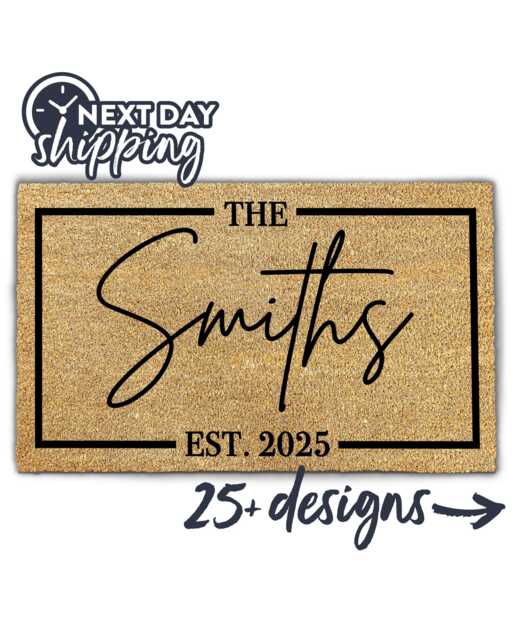 Personalized Custom Doormat - Gift Welcome Established Date With Family Name Christmas - image 1