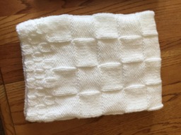 New Born This Is A Hand Knitted Baby Blanket in Pink, Blue Or White. It 25 Inches By Inches. Perfect Size For Stroller - thumbnail 1