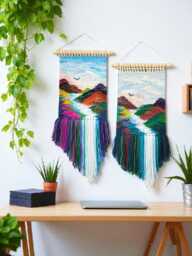 Weave Weaving Tapestry Ornaments Sky - Gallery Wall Wall Hanging Small Decor Mini Woven Art Woven Hanging - thumbnail 1