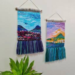 Weave Weaving Tapestry Ornaments Sky - Gallery Wall Wall Hanging Small Decor Mini Woven Art Woven Hanging - thumbnail 3
