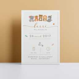 New Baby Personalised Poster Print Custom New-Born Birth Details Wall - Available With Frame - thumbnail 2