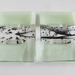Fused Glass Soap Dish in Chalk & Pale Green By Bprdesigns - thumbnail 4