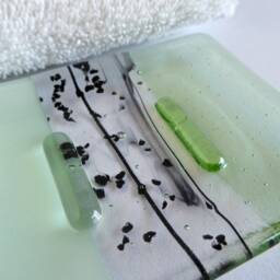 Fused Glass Soap Dish in Chalk & Pale Green By Bprdesigns - thumbnail 3
