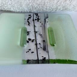 Fused Glass Soap Dish in Chalk & Pale Green By Bprdesigns - thumbnail 2