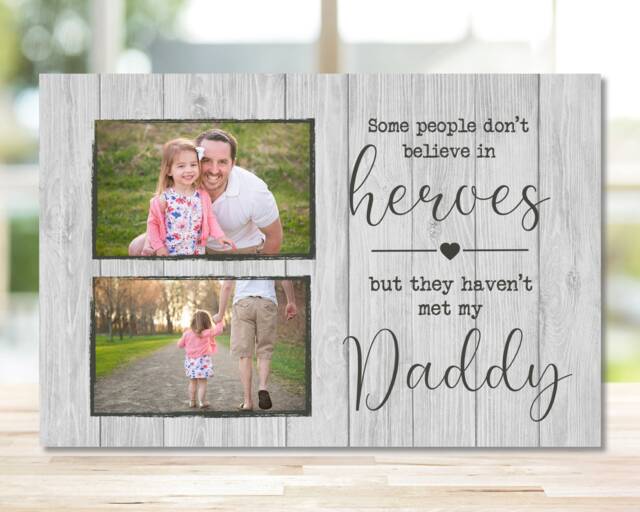 Custom Photo Gift For Dad, Father's Day Gift, First Fathers Day, Daddy New Dad Frame, Papa Pops Hero - image 1