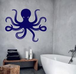 Wall Vinyl Decal Bathroom Decor Octopus Outline Marine Nautical Modern For Living Room - #1061Dz - thumbnail 1