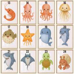 Ocean Animal Nursery Wall Art - 30 Design Choices, Ray, Turtle, Hermit Crab, Baby Bedroom Decor, Boys Girls, Sealife Print, Kids Sea Prints - thumbnail 3