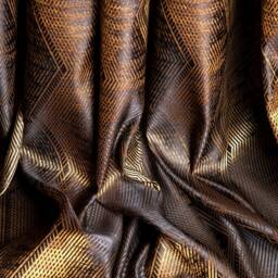 Luxury Striped Curtain Panel Black, Gold & Orange Custom Drape - thumbnail 3