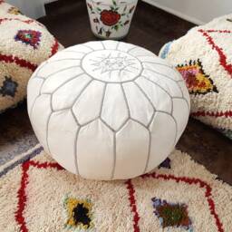 Stuffed Moroccan Leather Pouf, Pouf Ottoman, Handmade Floor Poof, Footstool, Ottoman Table, & Stools - thumbnail 2