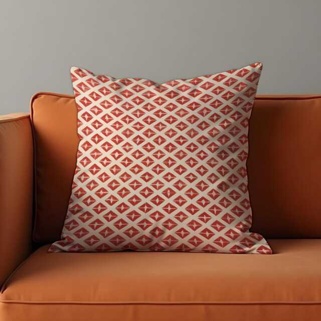 Terracotta Cushion Cover, Rust Geometric Pillowcase, Boho Throw Case, Modern Mid Century Decor - image 1